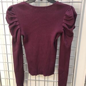 Madden Girl Red Ruched Puff Sleeve Blouse